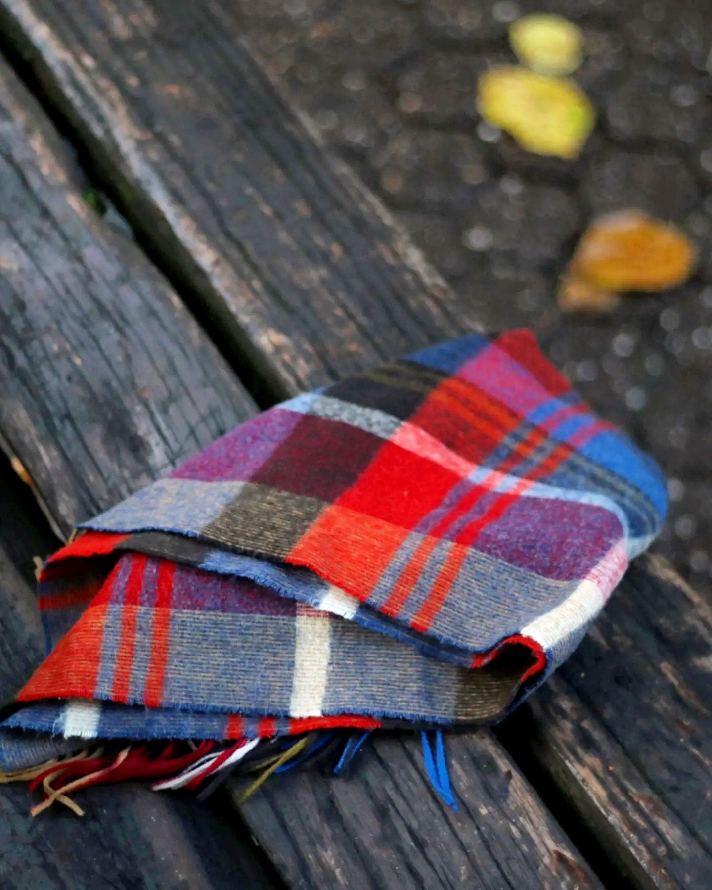 Vintage Checkered Red Scarf| Multi Colored Winter accessory