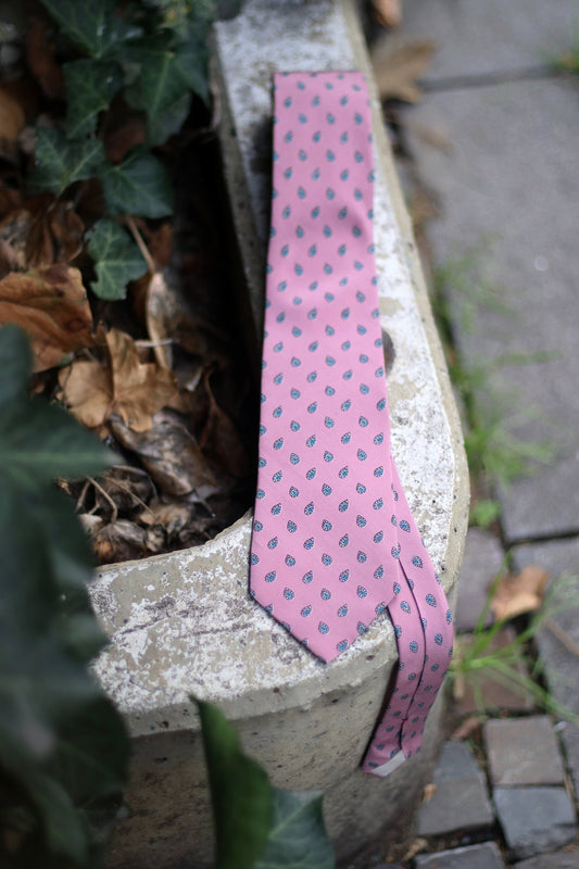 90s silk pink tie| Vintage workwear Tie Vintage silk tie| Paisley print pink tie