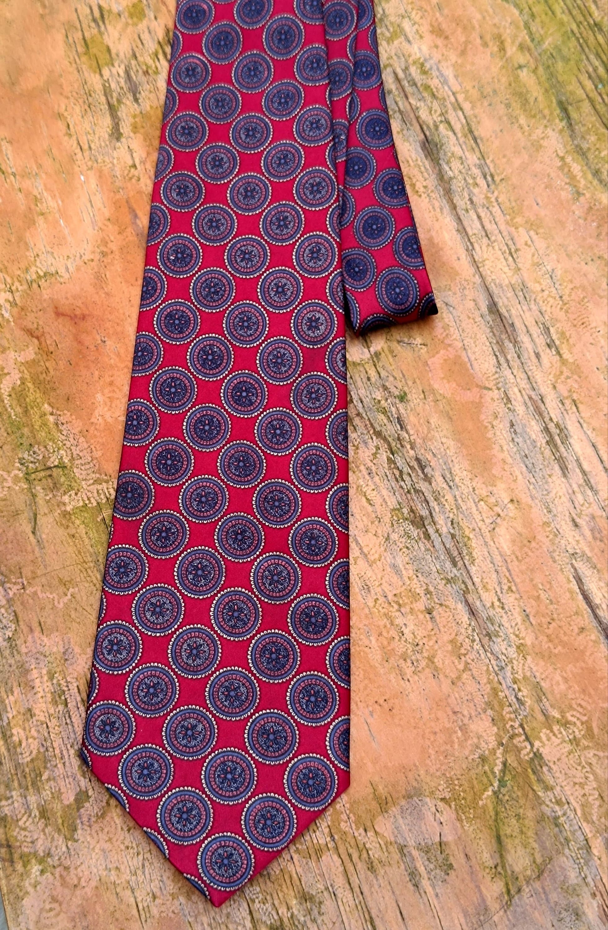 90s Daniel Hechtner Paris tie Paris Silk Tie | Paisley Print Blue tie