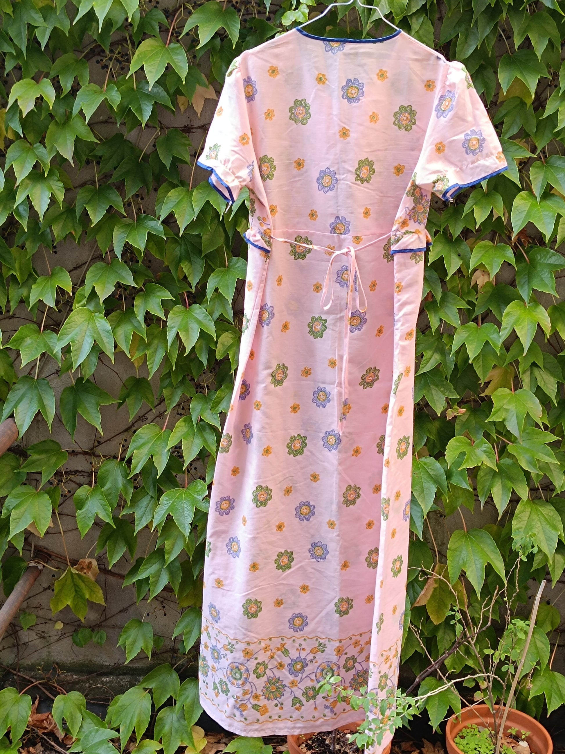 70s Floral Maxi Dress| Vintage Pink Flower Power Romantic Dress