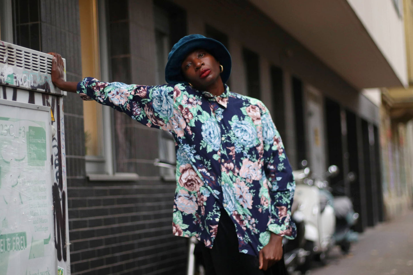 90s naf naf blouse| Vintage Blue Floral Blouse | crazy pattern shirt| Maximalist Print Design