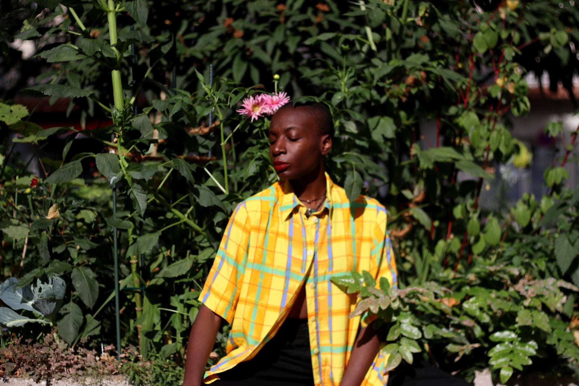 80s plaid blouse| Vintage yellow and green checkered shirt| Maximalist short sleeved unisex summer shirt