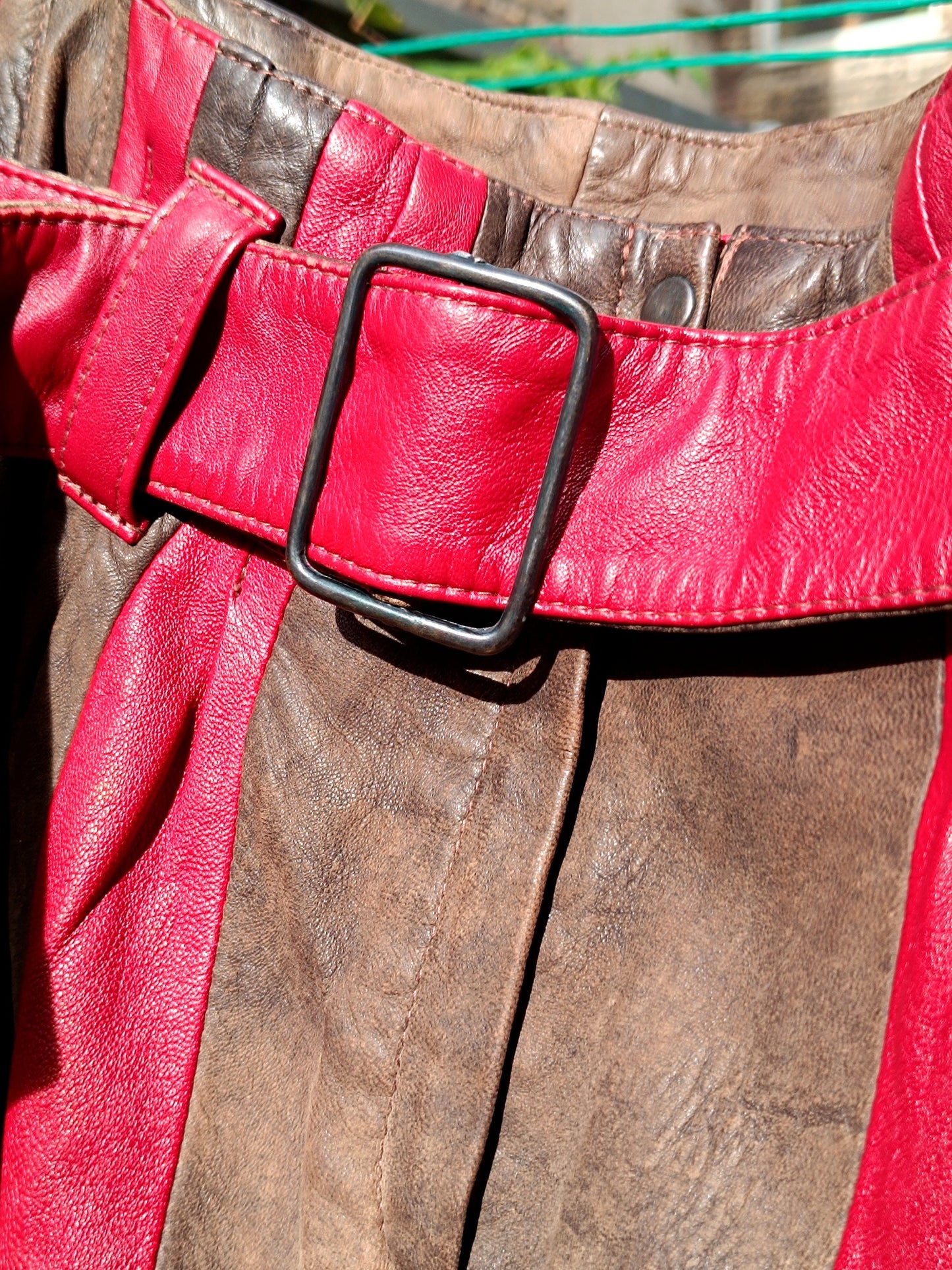 70s red suede shorts| Vintage striped retro maximalist leather shorts| Bohemian unique short pants